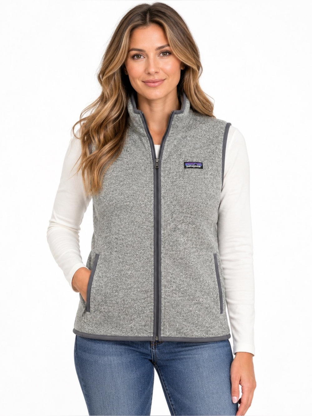 Patagonia Better Sweater Vest Women L Gray Fleece Full Zip 25885
